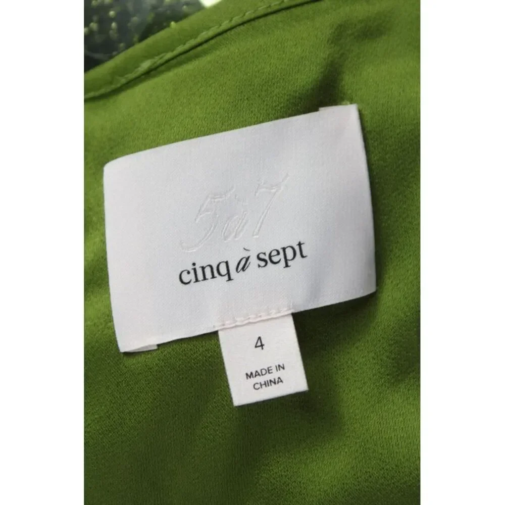 Cinq A Sept Women Green Straight Pencil Midi Skirt Sequin Zip Size 4